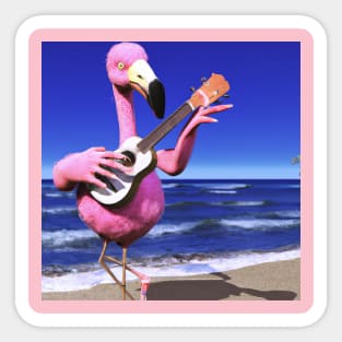 Stringed Flamingo Beeeeeach Sticker